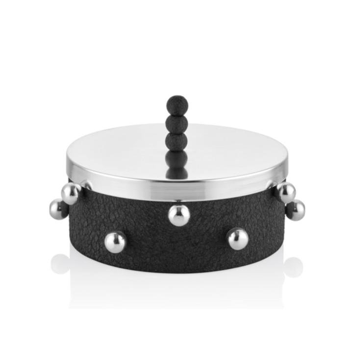 Catlak Sıyah Tray Gumus Top Kapaklı Dekoratıf 8x20 Cm
