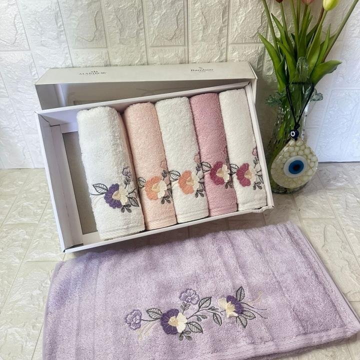 HENA- 3d Nakışlı Bambu Havlu 6 Ad. (50X90)