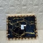 TEPSİ DİKDÖRTGEN BÜYÜK  GOLD METAL CAM 40 x 30 cm