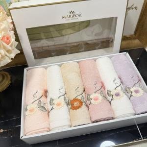 Selina - %70 Bambu / %30 Pamuk Nakışlı El Havlusu - 6'lı Set 50x90