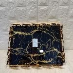 TEPSİ DİKDÖRTGEN BÜYÜK  GOLD METAL CAM 40 x 30 cm