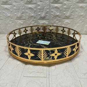 TEPSİ YUVARLAK BÜYÜK MERMER GOLD 35 cm