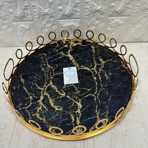 TEPSİ YUVARLAK BÜYÜK MERMER GOLD 35 cm