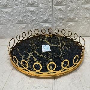 TEPSİ YUVARLAK BÜYÜK MERMER GOLD 35 cm