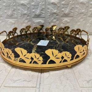 TEPSİ YUVARLAK BÜYÜK MERMER GOLD 35 cm