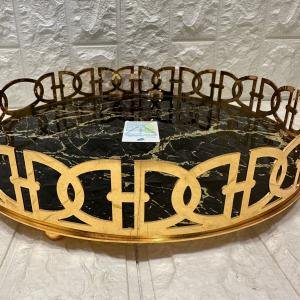 TEPSİ YUVARLAK BÜYÜK MERMER GOLD 35 cm