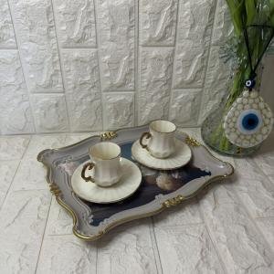 2 li Kahve Fincan Takımı  Altın Dekorlu