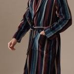 Saf Pamuklu Çizgili Bornoz Sabahlık