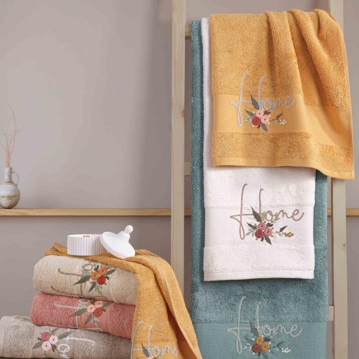 HOME - %70 Bambu / %30 Pamuk Suzeni Nakışlı El Havlusu - 6'lı Set 50x90
