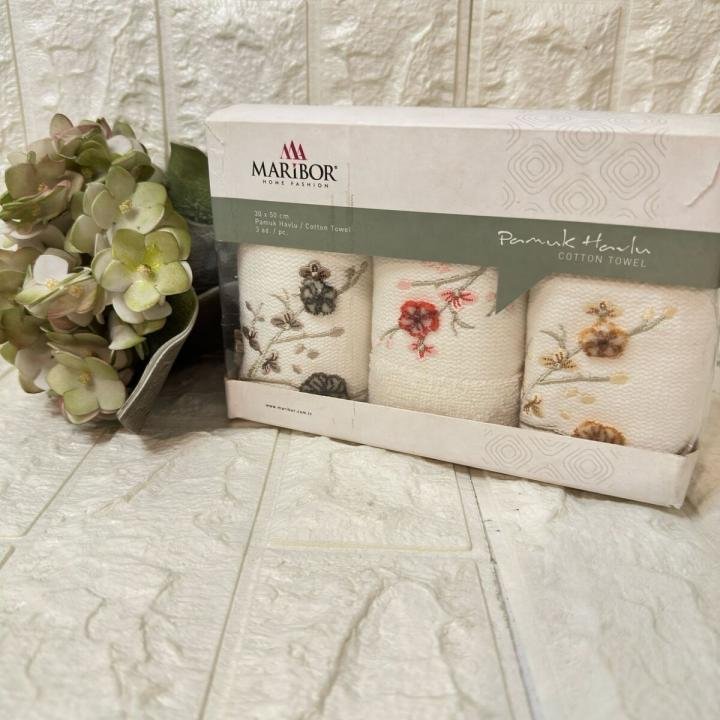 3'lü  Mutfak Havlusu Tafting Nakışlı %100 Pamuk 50x30 Cm