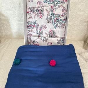 Ponponlu Tek Kişilik Pike Seti - Fancy Lacivert