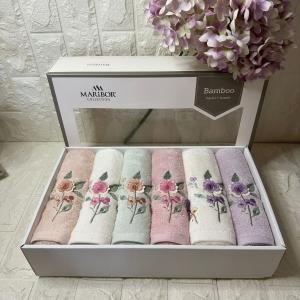 Amber - 3d Nakışlı Bambu Havlu 6 Ad. (50X90)