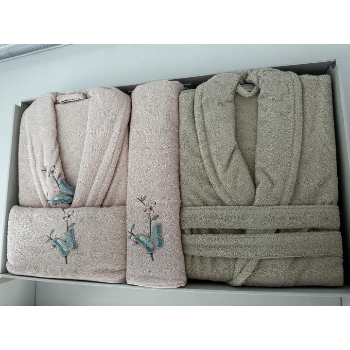 %100 Pamuklu Aile Seti Bornoz Takımı