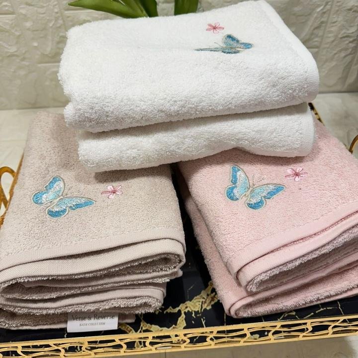 6’lı Havlu Kelebek Nakışlı 50 X 90