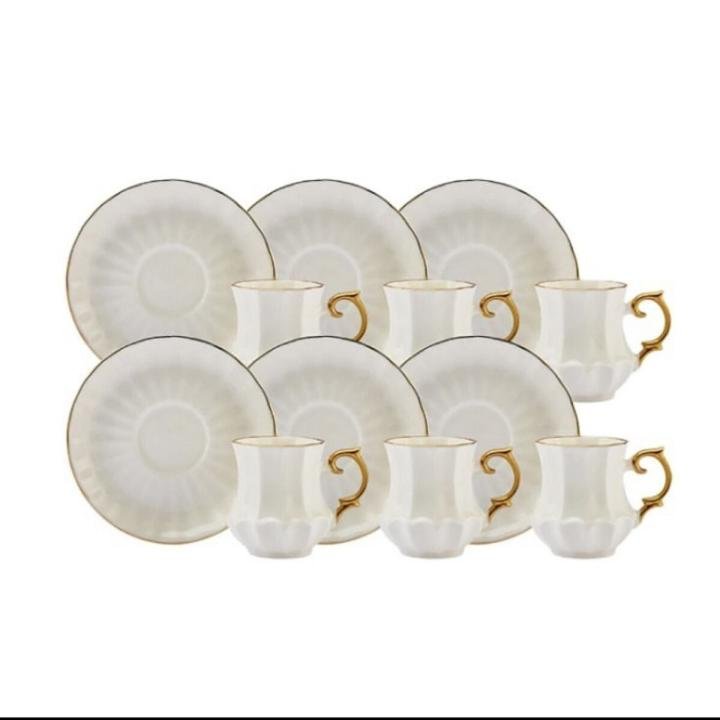 Kahve Fincan Takımı 6’lı Altın Dekorlu