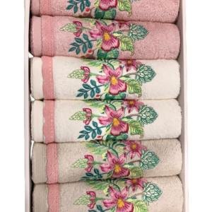 6'lı Havlu Seti Bambu Anya Dantelli Nakışlı 50x90