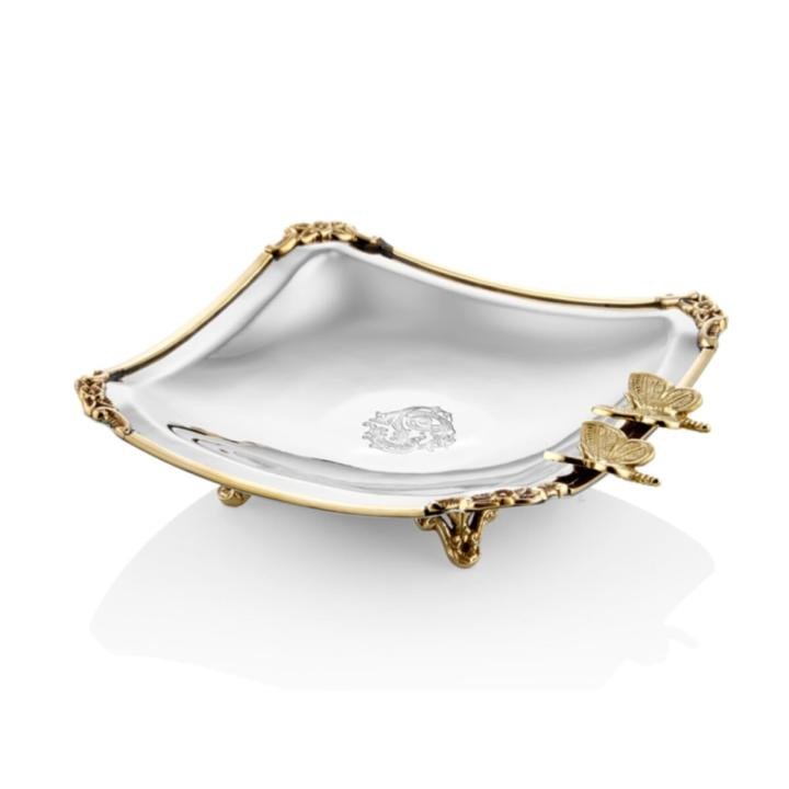 Black Pearl Serisi Kelebekli Kare Kase 17x17x5 cm