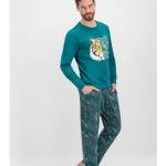 235 Tiger Face Koyu Yeşil Erkek Pijama Takımı