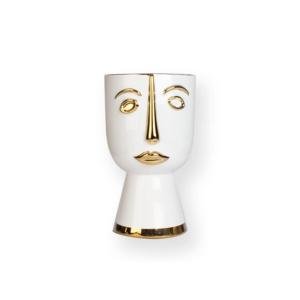 Solera 30 Cm Seramik Gold/beyaz Dekoratif Vazo Solera-06