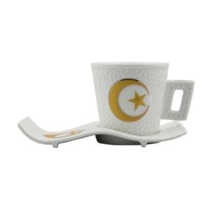 6'lı Fincan Takımı Ay Yıldızlı Porselen - Wavy