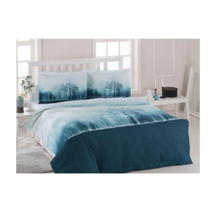 Çift Kişilik Nevresim Takımı Fitted Jungle Su Yeşili