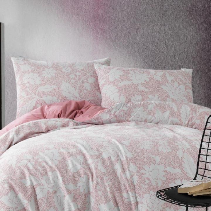 Tek Kişilik Nevresım Takımı Rosıe 100% Pamuk Pembe