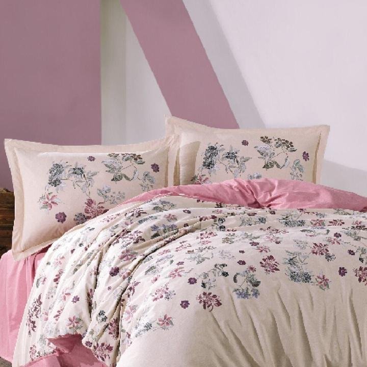 Tek Kişilik Nevresım Takımı Pralıne 100% Pamuk Pudra