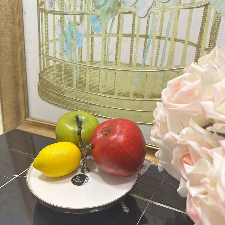 Antik Bold Yaldızlı Kulplu Porselen Kayık Ayaklı Sunumluk 21*21*10