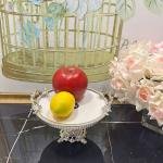 Frame Gümüş Kulplu Porselen 19 cm Ayaklı Sunumluk 21*24*17