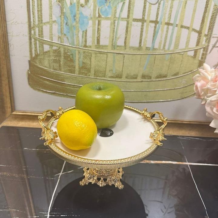 Frame Gold Kulplu Porselen 19 cm Ayaklı Sunumluk 21*24*17
