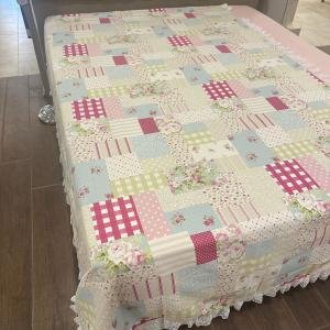 Patchwork Pike Yatak Örtüsü Dantelli Çift Kişilik % 100 Pamuk