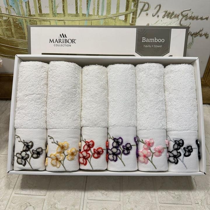 Lazer Kesim Nakışlı Bambu Havlu 6 Ad. (50X90)