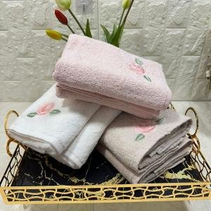 6’lı Havlu Gül Nakışlı 50 X 90 % 100 Pamuk