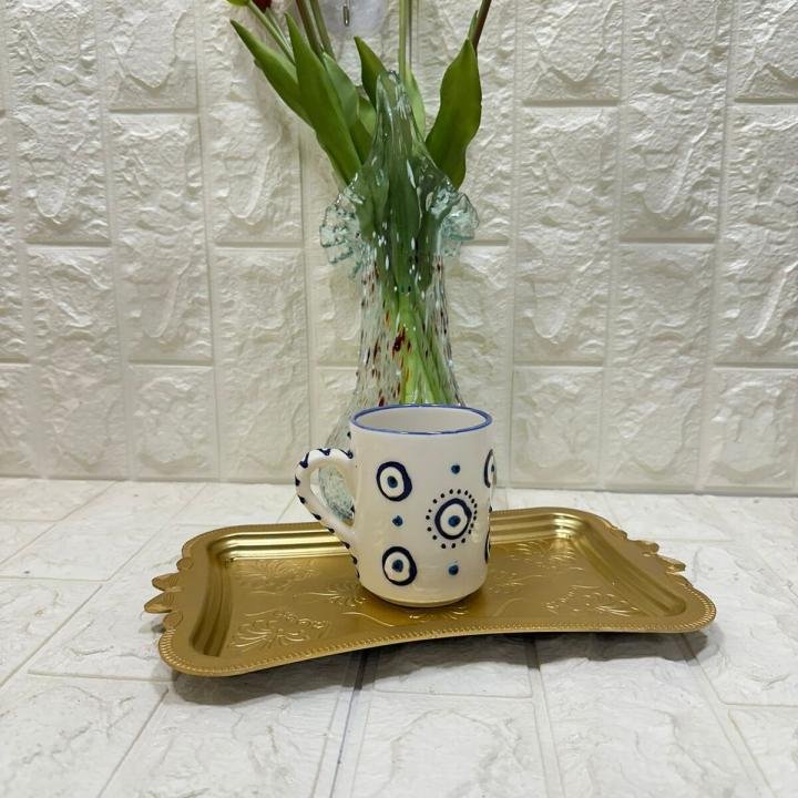 KUPA Mug Nazar Desen El Yapımı Seramik 350 ml