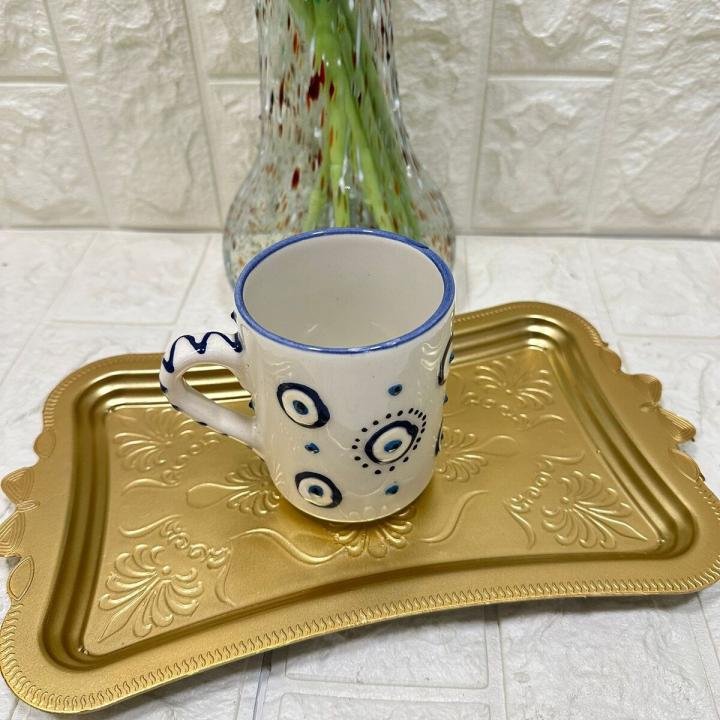 KUPA Mug Nazar Desen El Yapımı Seramik 350 ml