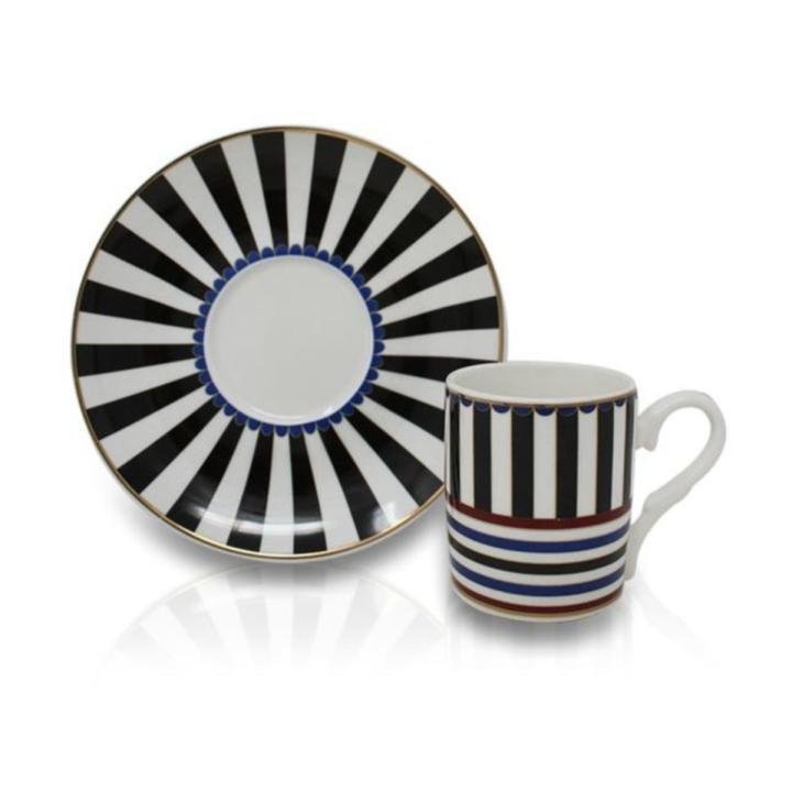 Barok Art Çizgili Desenli 6'lı Kahve Fincanı