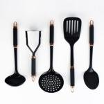 Perlino 5'li Metal Standlı Mutfak Set Siyah Byk-009899