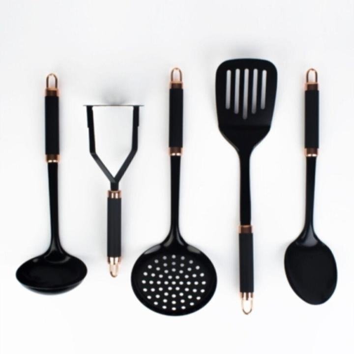 Perlino 5'li Metal Standlı Mutfak Set Siyah Byk-009899