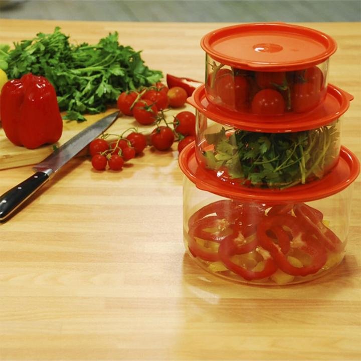 Yuvarlak Saklama Kabı 1 Adet 600 ml 1 Adet 1100 ml 1 Adet 2200 ml